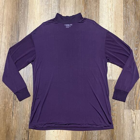 Wintersilks 100% Silk Long Sleeve Turtleneck Midweight Base Layer Top XXL Purple - Picture 1 of 5